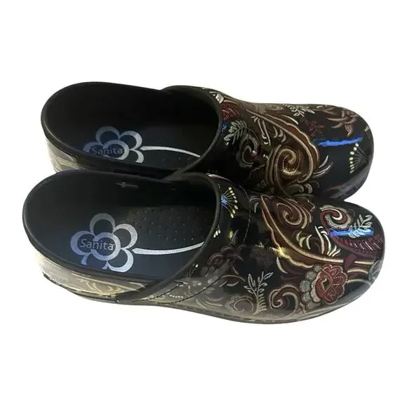 Sanita Chaya Arabesque Patent Leather Professional Clogs EU 38 Womens Size 7-7.5 - Picture 3 of 6